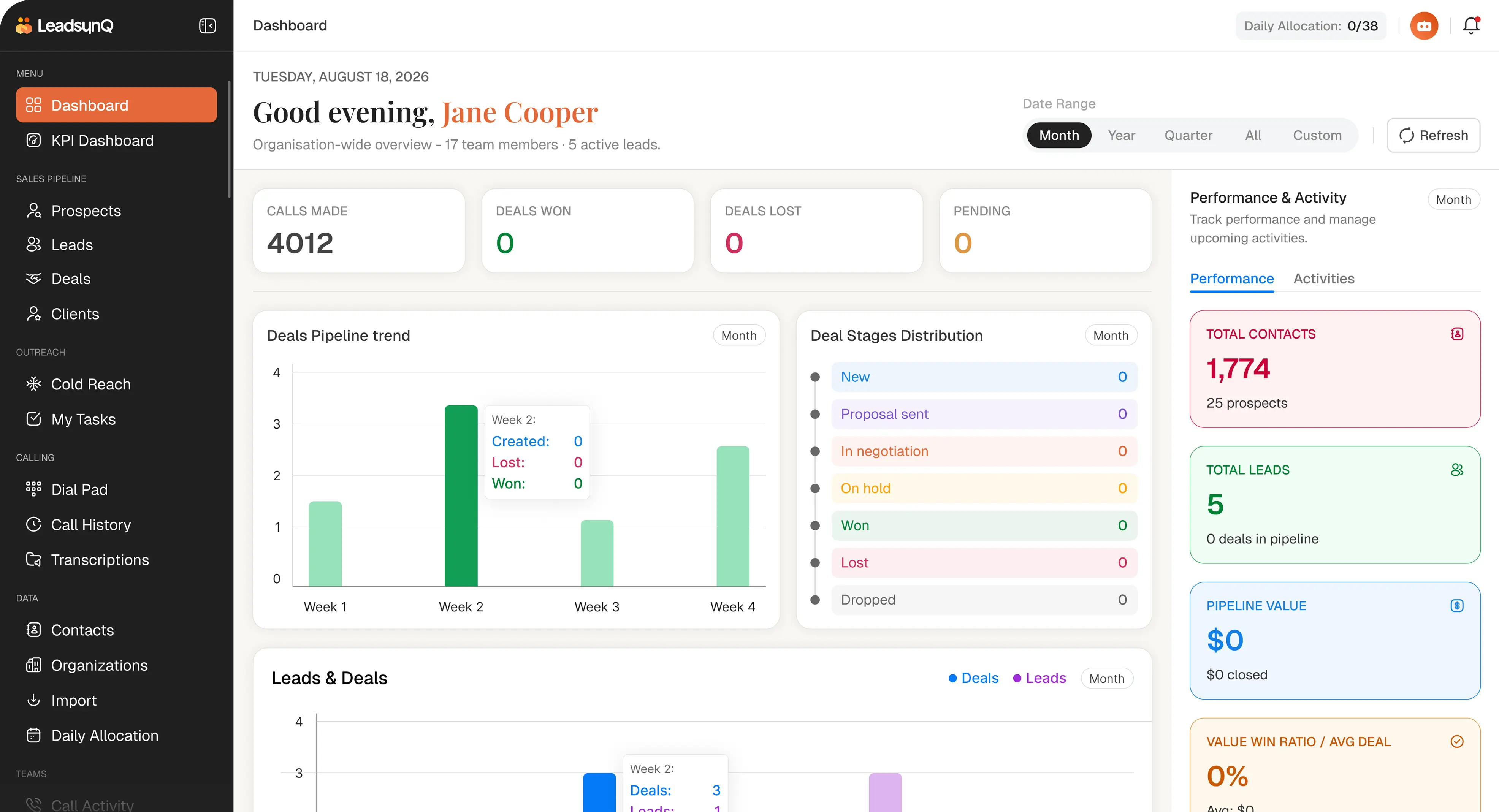 LeadsynQ Sales CRM Dashboard